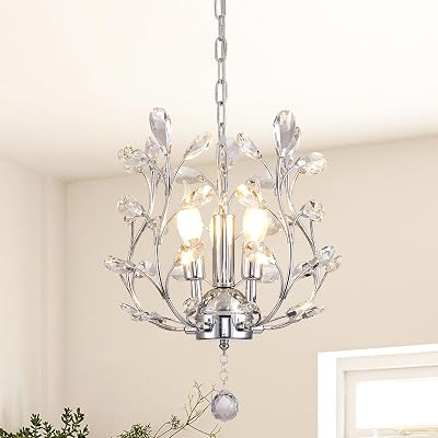 Ganeed Crystal Chandelier 3 Light K9 Silver Pendant Ceiling Light