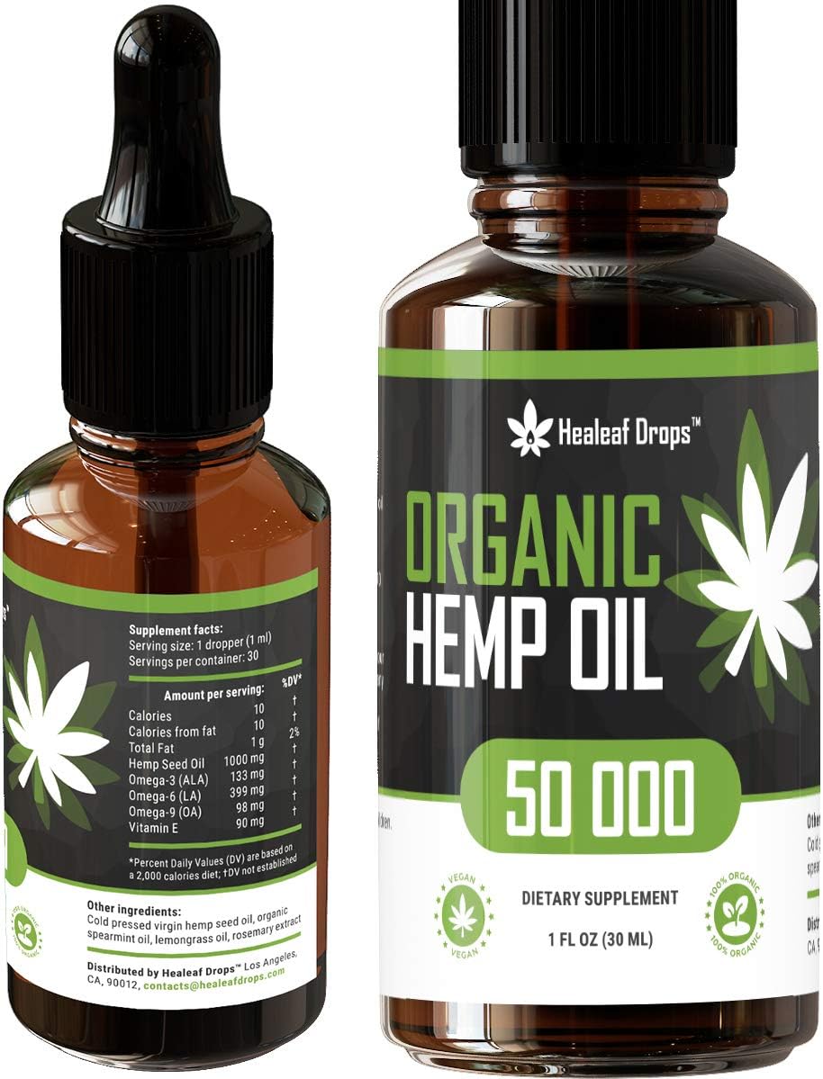 Hemp Oil Extract for Pain, Anxiety & Stress Relief 50,000MG / 30ML