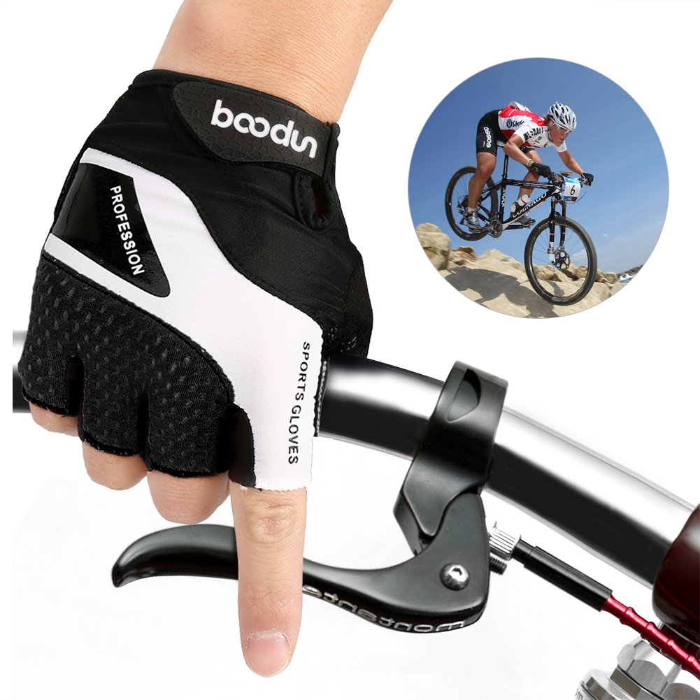 Vbiger Cycling Gloves, Men\'s Half Finger Biking Gloves MTB Gloves with Anti-Shock Gel Pad (B-Black, XL)