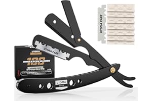 Utopia Care Professional Straight Razor for Men, Barber Straight Edge Razor Safety with 100 Pack Blades, Black