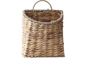 GYASVWU Woven Hanging Basket Water Hyacinth Hanging Wall Basket Wicker Handmade Baskets for Garden Farmhouse Home (Seagrass mouth)
