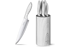 D.Perlla Knife Set, 6-Piece Kitchen Knife Set with Universal Knife Block Holder, High Carbon Stainless Steel Knife Block Set,
