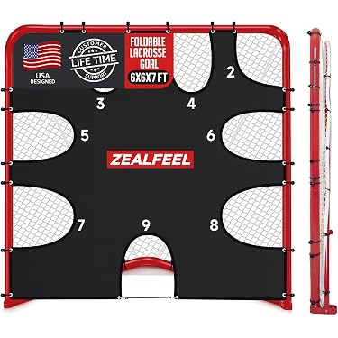 Amazon.com: ZEALFEEL Lacrosse Goal 6x6x7Ft, Foldable Lacrosse