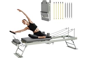 DUDUSHIMAN Pilates Reformer Machine for Home Workout, 78" Foldable Pilates Equipment with Dual Resistance& Springs and Cords,Suitable for Advanced and Beginners Users, Up to 400 lbs Weight Capacity
