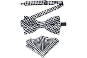 DiBanGu Boys Pre-tied Bow Tie,Silk Adjustable Bowtie and Pocket Square for Age 8-14 Kids Bowtie Wedding School Ceremony Party