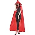 Diffly 59" Satin Hooded Cape Unisex Halloween Cloak for Devil Witch Wizard Halloween Christmas Cosplay