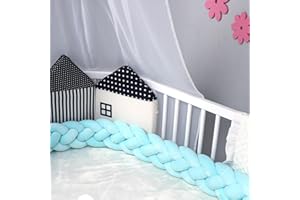 ERIBEDA Updated Multi -Purpose Knot Pillow, 4 Thicker Braids Care Knot Pillow Ball for Use On Cribs and Cradles,Blue-157inch