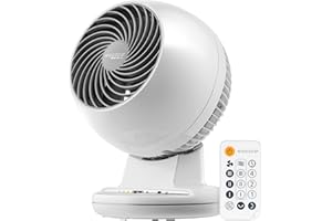 IRIS USA Medium WOOZOO Oscillating 7-in-1 Vortex Fan with Remote and Timer Function, Tabletop Air Circulator Fan with 3 Speed