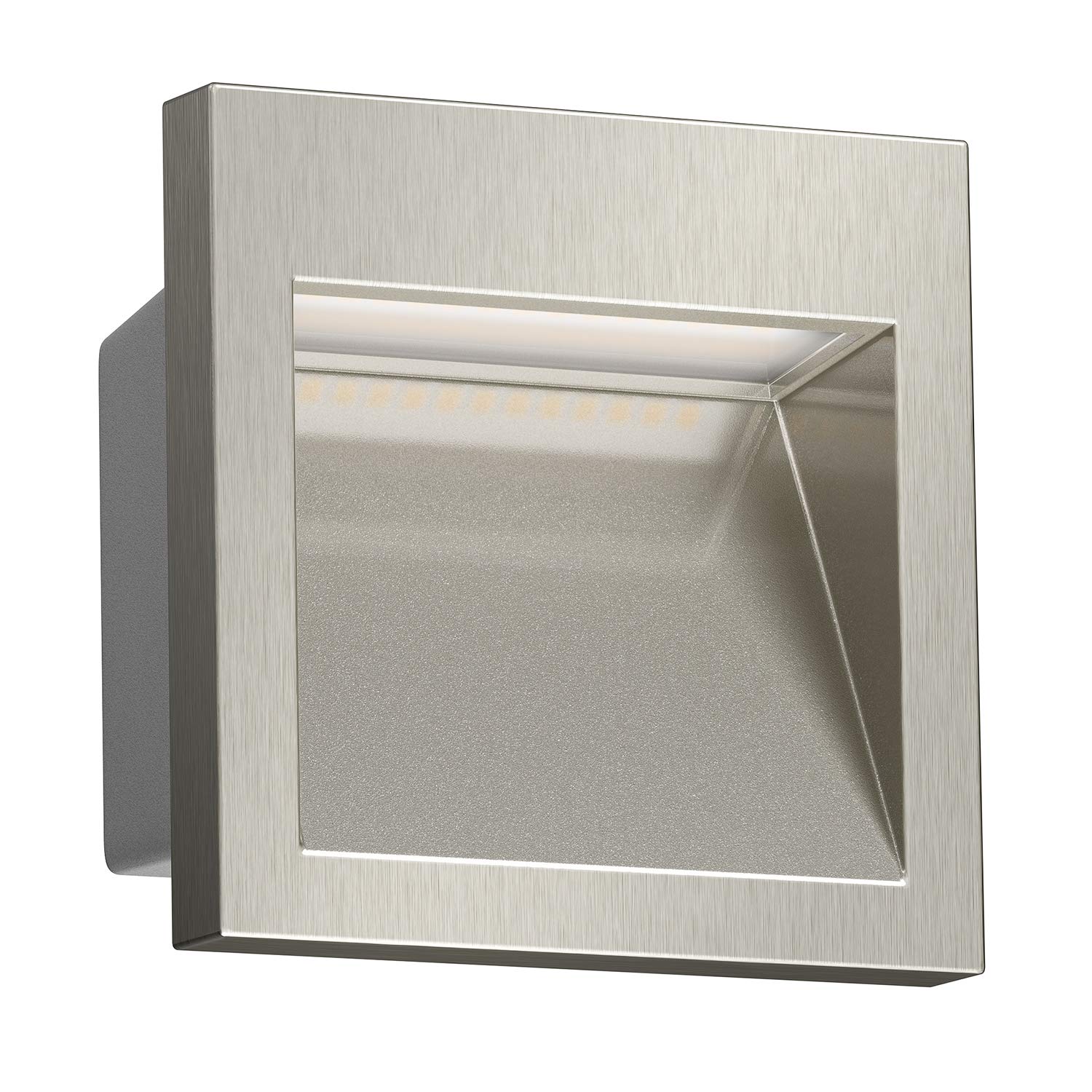 ledscom.de LED recessed wall Light NOLA, Downlight for Outdoors, IP54, Glossy Aluminium, 90 x 90mm, Warm White