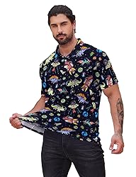 Xdceu Men's Dinosaur Golf Polo Shirt Dinosaur Golf