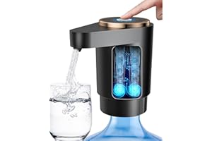 LADFAR Water Bottle Pump, Portable Electric Water Dispenser Pump for 5 Gallon Bottles - USB Charging, Automatic Switch, Rechargeable Battery for Home Kitchen Room Camping, Black