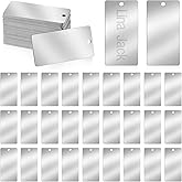 30 Pcs Metal Engraving Blanks, 1 x 2 Inch Stainless Steel Metal Business Cards Stamping Blanks Silver Stainless Steel Rectangle Blank Tags for Laser Engraving, DIY Gift, Dog Tags, Office, Home