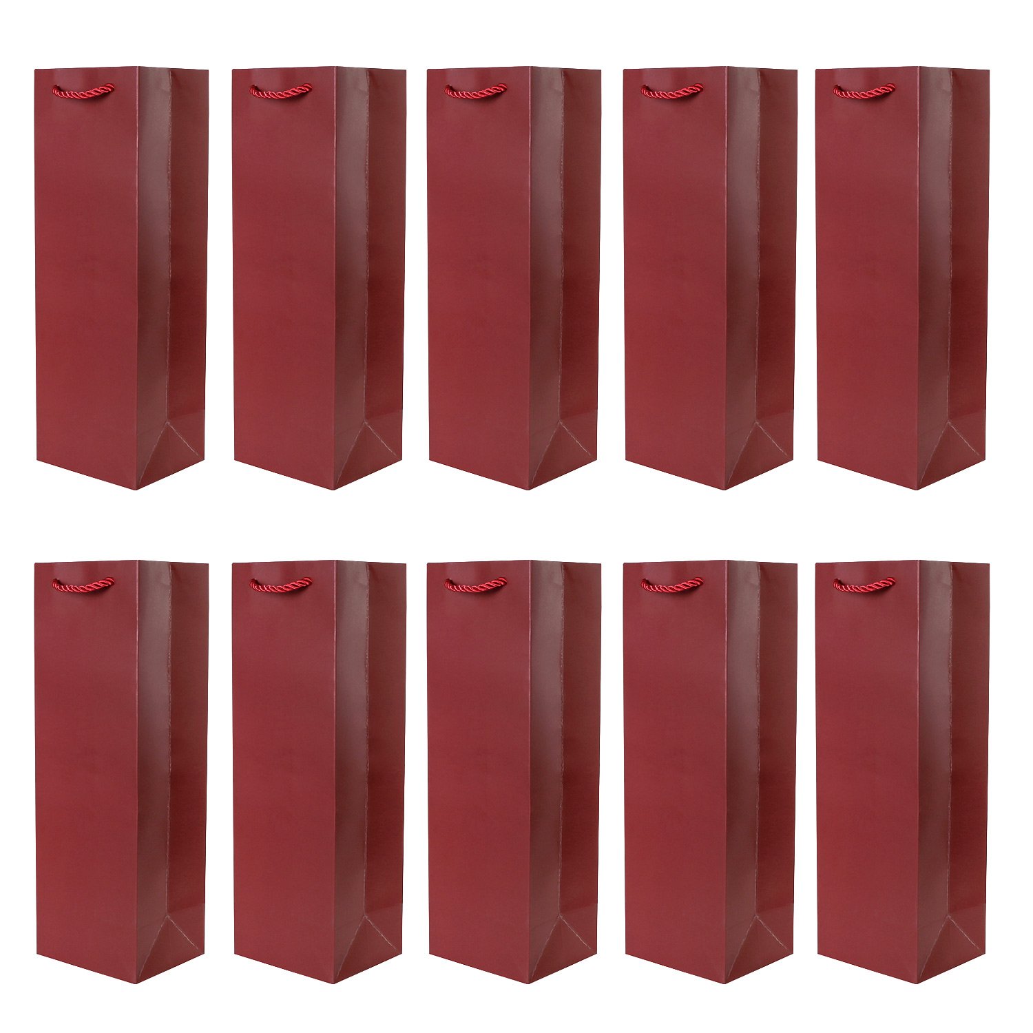 Pack of 10 Noble Bottle Gift Bags Dark red for Wine Sparkling Wine and Champagne 36 cm x 12 cm x 10 cm - 14.17" x 4.72" x 3.94"
