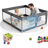 JIKPO 50x50in Small Baby Playpen, Baby Playard for Babies and Toddlers, Baby Activity Center with 8 Suction Cup Bases, Infant