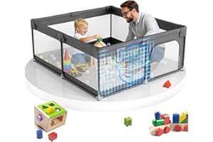 JIKPO 50x50in Small Baby Playpen, Baby Playard for Babies and Toddlers, Baby Activity Center with 8 Suction Cup Bases, Infant