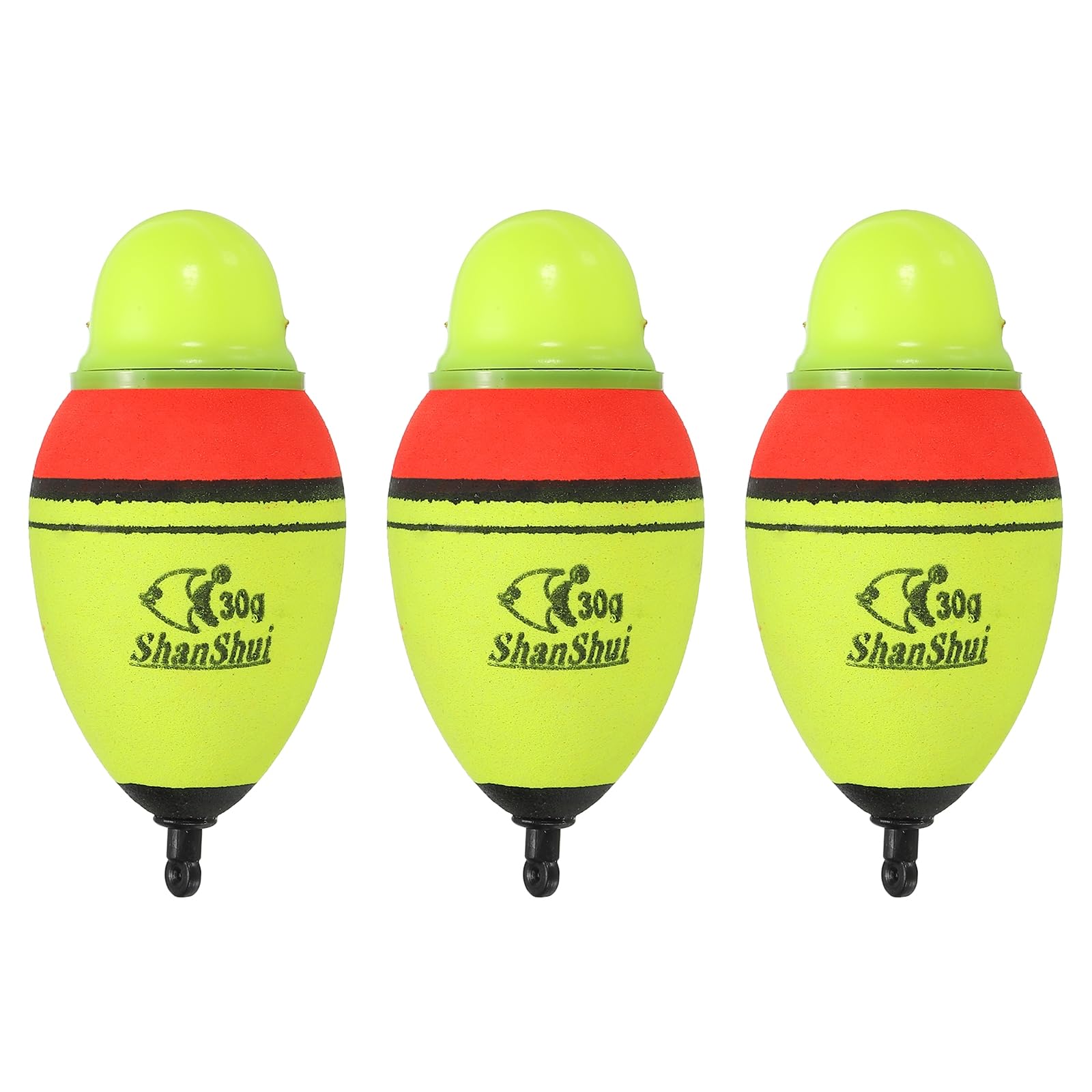 PATIKIL 1oz Lighted Fishing Slip Bobbers, 3 Pack EVA Green Red LED Light Up Fishing Float for Night Fishing, Yellow