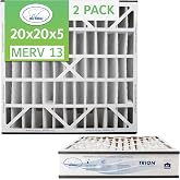 20x20x5 Air Bear Pleated HVAC Air Filter MERV 13 (2-Pack) (Actual Size: 19.75 x 20.75 x 4.94 Inches) compatible with part no: 266649-103