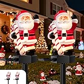 2 Packs Christmas Solar Garden Light with Santa Claus, 17.7 Inches Garden Solar Light Outdoor for Christmas Decoration, Auto ON/OFF, IP65 Waterproof, Suitable for Courtyard, Pond, Walkway Decoration