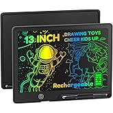 POPERFUN 13 Inch LCD Writing Tablet for Kids, Rechargeable Erasable Doodle Board Colorful Toddler Drawing Pad, Preschool Learning Toys Christmas Birthday Gift 3 4 5 6 7 Year Old Girls Inky Black