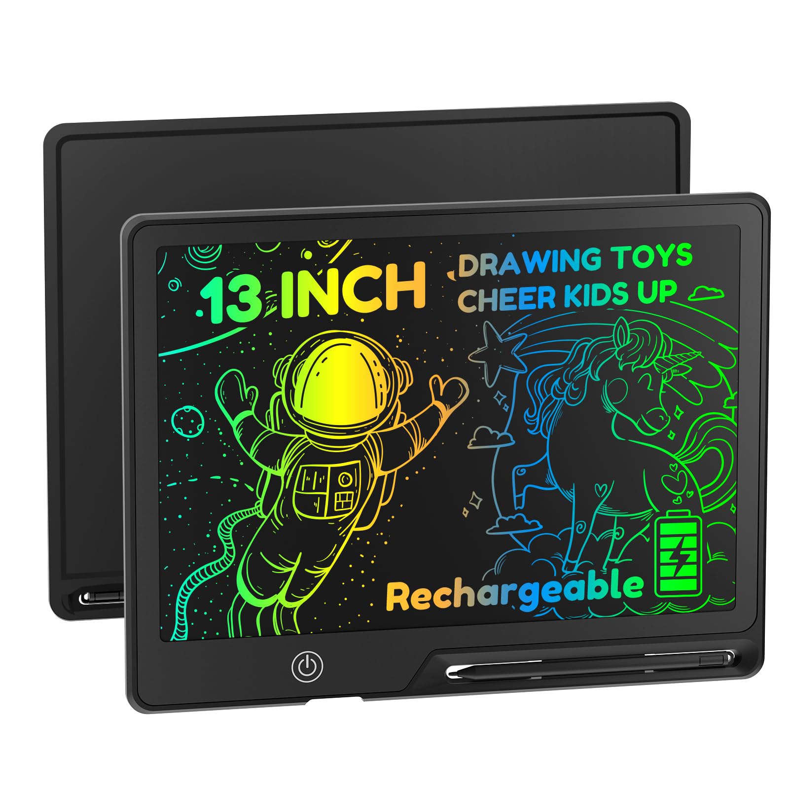 POPERFUN 13 Inch Black LCD Writing Tablet with Lock for Adult Kids Erasable Reusable Electronic Drawing Pad Doodle Board…