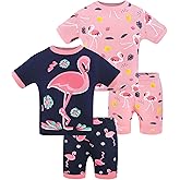 DAUGHTER QUEEN Girls Summer Pajamas Set 4 Pieces 100% Cotton Sleepwear Size 18 Months-12 Years
