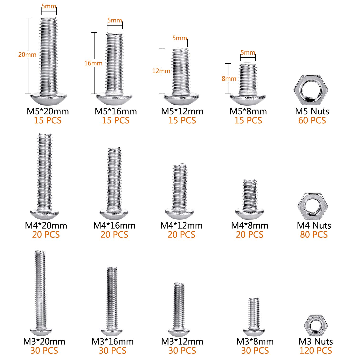 520PCS PGMJ M3/M4/M5 Wrench Hex Matching 6pcs with Kit Set Assortment