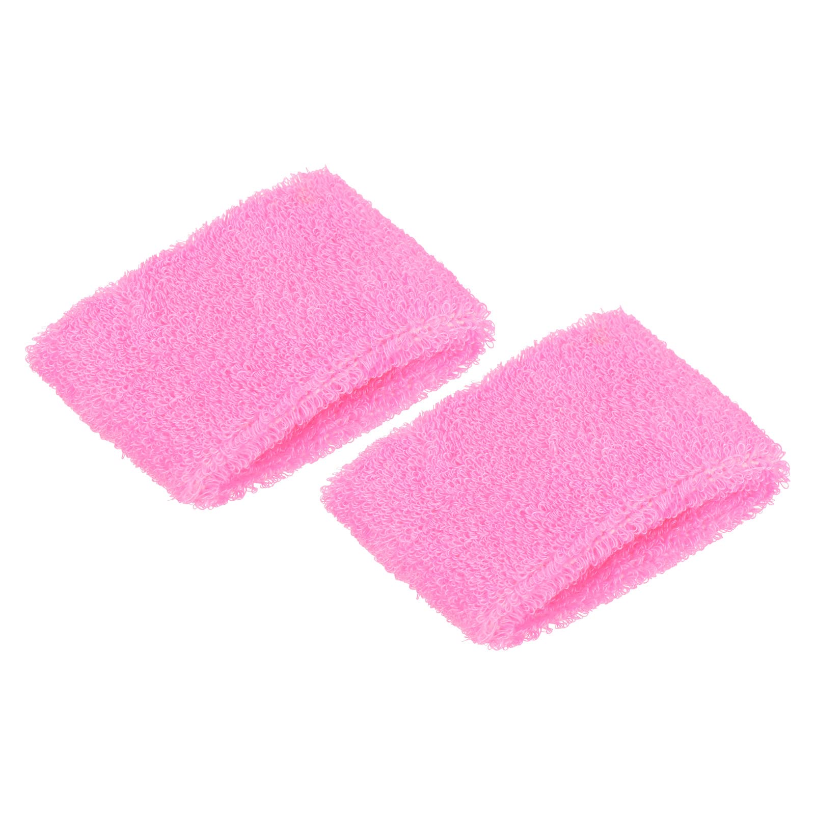 PATIKIL Sports Wristbands 8x5cm, 2 Pack Cotton Terry Cloth Absorbent Sweatband for Tennis Basketball Working Out Athletic Running, Pink