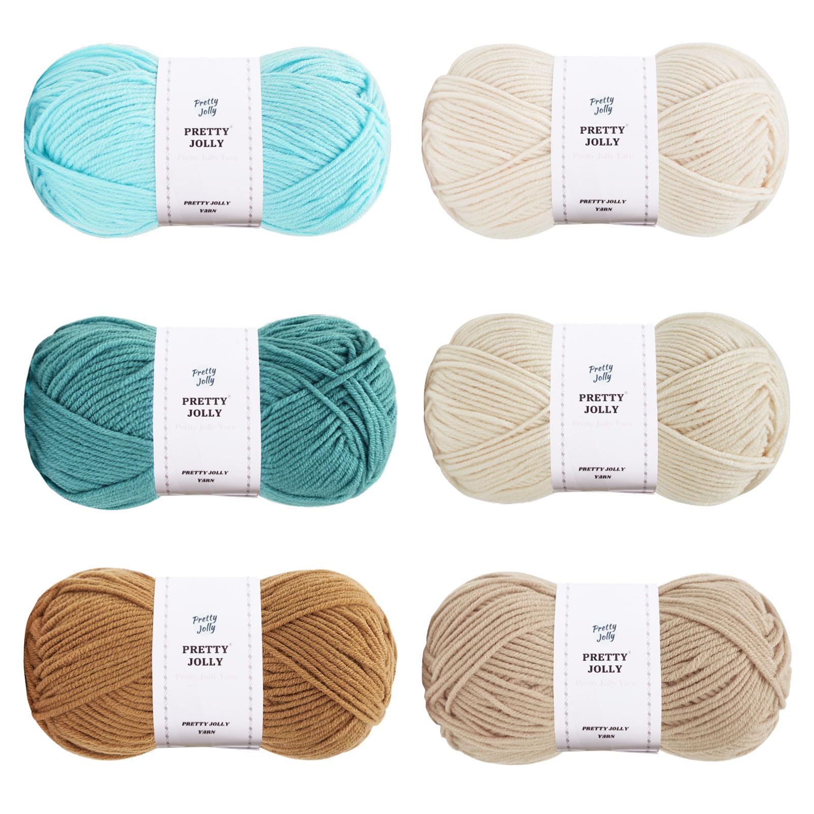 Pretty Jolly 300g Soft Assorted Colors Yarn - Sport Weight,100% Acrylic, 4 Ply, Bonbons Yarn for Crochet & Knit, DIY Project Starter Kit for Kids or Adults(Total 795m) (Department 16)