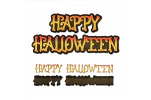 XMZZMX Words Happy Halloween Metal Cutting Dies for Card Making, Paper Embossing Die-Cuts Kit Storage Pockets Supplies, Scrapbooking Stencils