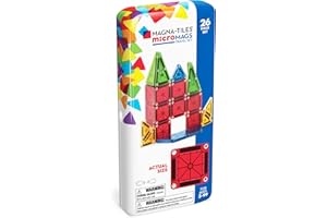 MAGNA-TILES microMAGS 26-Piece Travel Magnetic Construction Set – Bold Colors, The Original Magnetic Building Brand