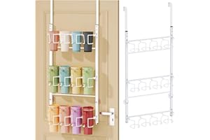 SWTYMIKI 3-Tier Water Bottle Organizer – Over the Door Stanley Cup Holder, Cup Organizer for Door or Wall Mount Option, Stanley Accessories for Pantry, Dorm, Office, RV Use, White