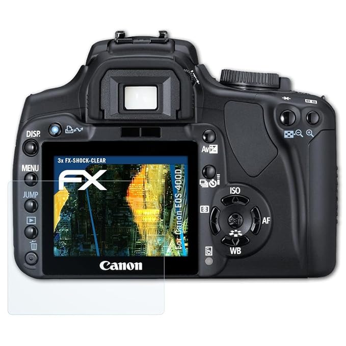 atFoliX Antichoque Película Protectora Compatible con Canon EOS ...