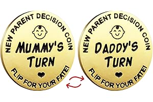 MELIATOMIA Fathers Day New Baby Gifts for Parents,Double-Sided Decision Coin Gift for New Mom & Dad,Funny Baby Shower Gifts for Couple,Gifts for Pregnant Women as Halloween Thanksgiving Christmas Gift，A-Gold