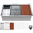 VEVOR Kitchen Sink, 304 Stainless Steel Drop-In Sinks, Top Mount Single Bowl Basin with Ledge and Accessories, Household Dishwasher Sinks for Workstation, RV, Prep Kitchen, and Bar Sink, 33 inch