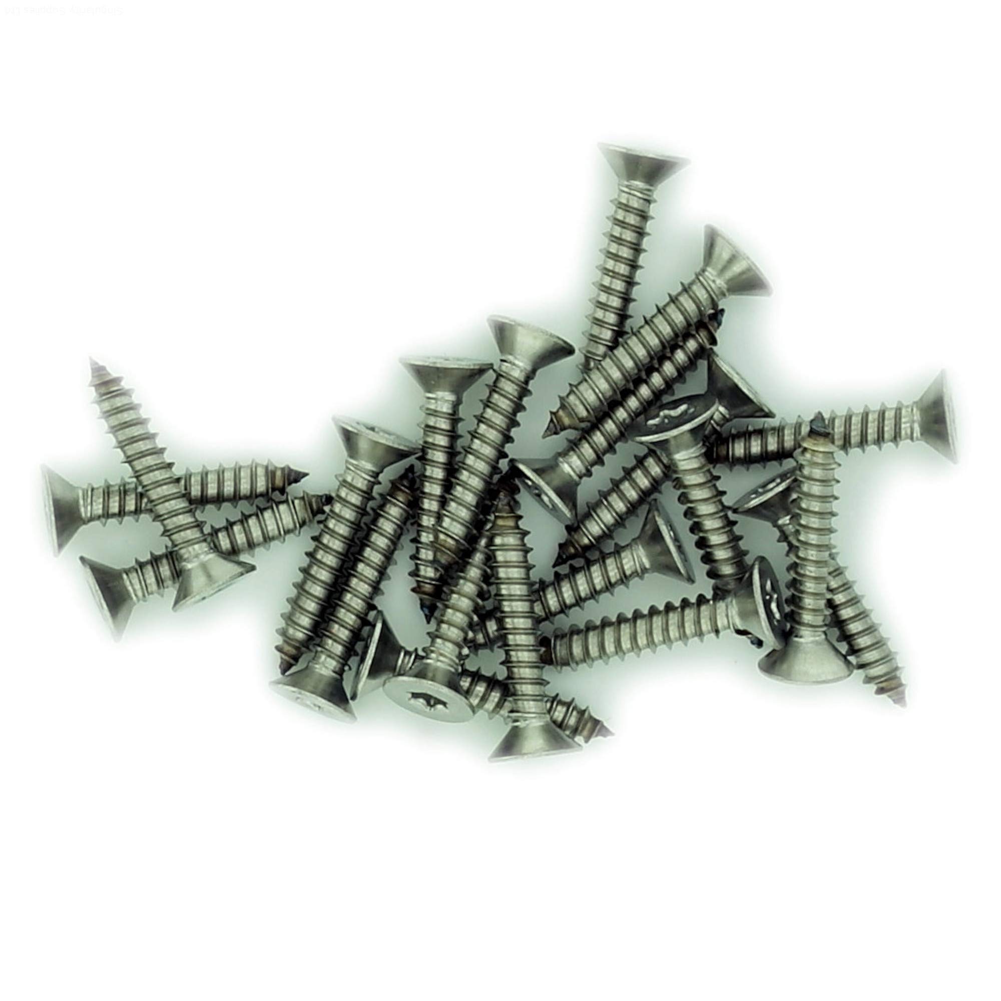 No.6 x 1.5 (3.5mm x 38mm) TX Countersunk Self-Tapping Screw - Stainless Steel (A2) (Pack of 20)