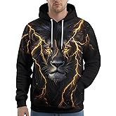 HIVICHI Graphic Hoodies for Men Funny 3D Print Cool Designed Fashion Novelty Pullover Hooded Sweatshirt