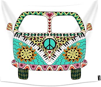 Download Amazon.com: Mugod Flower Car Tapestry Hippie Vintage Car a ...
