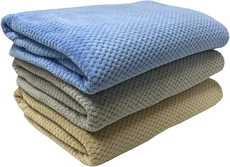 Amazon Co Jp マイクロファイバー 超大判 バスタオル 3色組 80x150cm 3枚セット ホーム キッチン