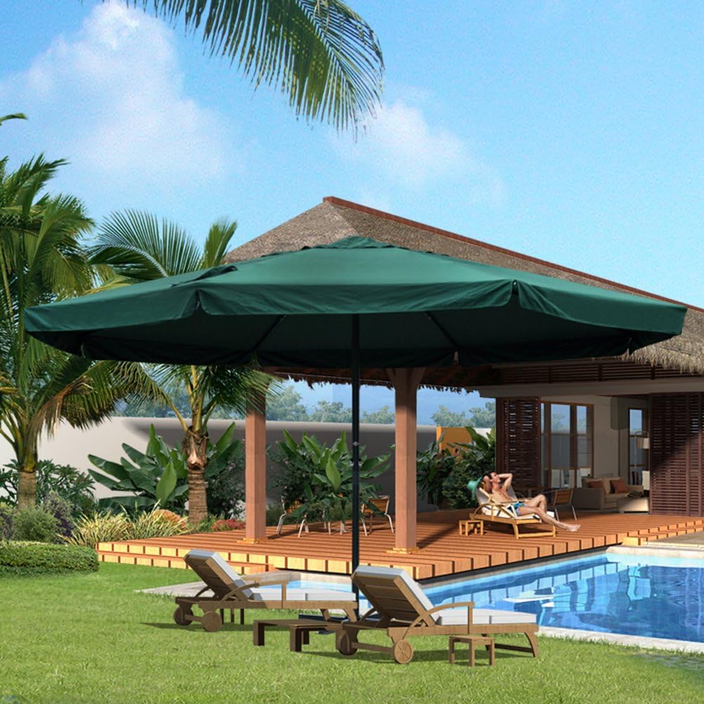 Amazon Com Sundale Outdoor 16 Ft Aluminum Patio Umbrella Table Market Drape Umbrella With Crank And Cross Bar Set For Garden Deck Backyard Pool 8 Alu Ribs 100 Polyester Canopy Dark Green