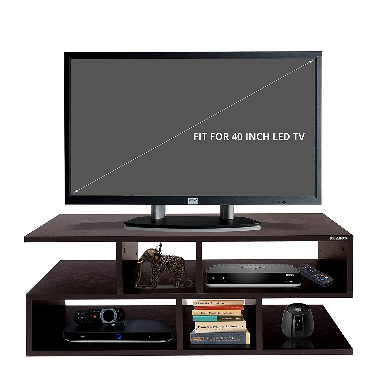 Wooden TV/TV Unit – LED Stand for Living Room – Décor Z Shape Modern TV Stand with Open Shelves for Storage