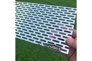 FengYoo 11.8"x5.9" Perforated Metal Sheets 19Gauge Expanded Metal Mesh Opening Oblong Holes 0.2x0.8inch (About 5x20mm) Perforated 304 Stainless Steel Mesh Screen Panel Decorative Panel Decorati Plate