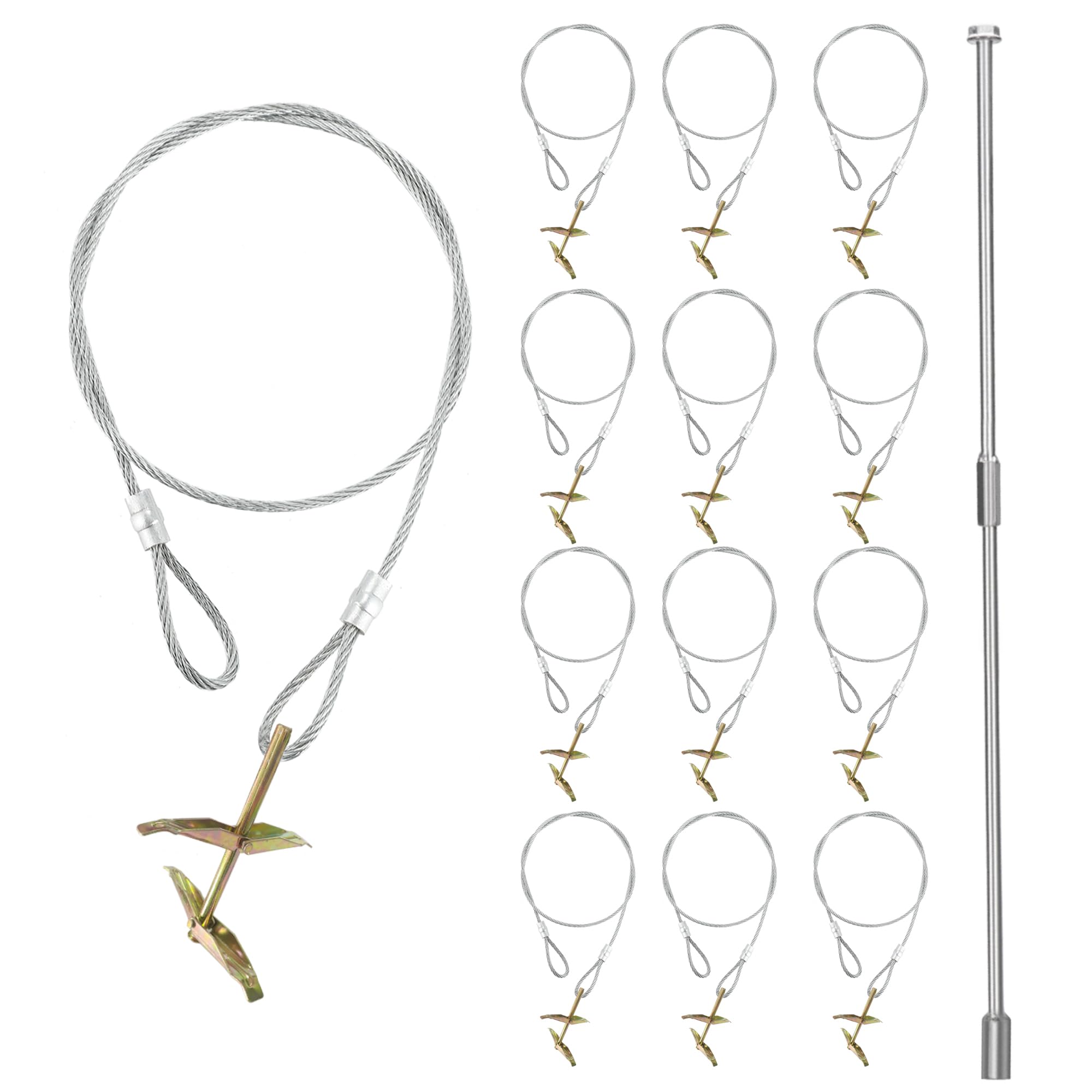 Photo 1 of 12-Pack Ground Earth Anchors with Drive Steel Tool - 30" x 1/8" Cable Hook Anchors for Sheds, Greenhouses, Carports, Gazebos, Tents, Swing Sets, and More (Double Layer 12pcs)