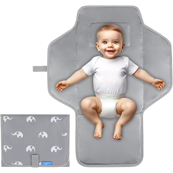 Matelas à Langer Portable Pour Bébé - Imperméable - Pliable - Léger - 58,5 X 30,5 Cm - Gris - Parfait Pour Les Déplacements