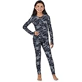 Cuddl Duds Girls Heavyweight Cold Weather Fleece Lined Thermal Set – Long Sleeve Shirt & Leggings – Long Johns for Kids