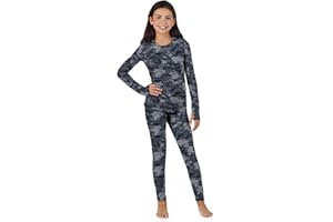 Cuddl Duds Girls Cold Weather Fleece-Lined Thermal Underwear 2-Piece Set - Kids Long Sleeve Top and Leggings Long Johns