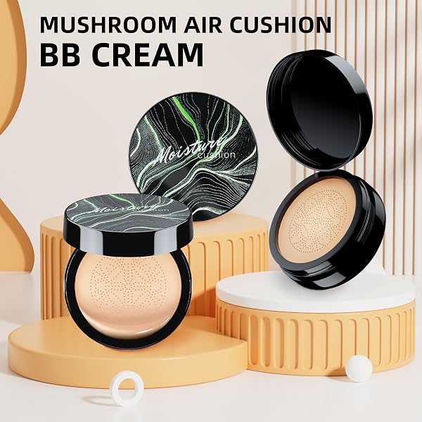 MUSHROOM HEAD AIR CUSHION CC CREAM – BB CREAM FOUNDATION MAKEUP MOISTURIZING CONCEALER LONG-LASTING, CUSHION FOUNDATION FULL COVERAGE SELF ADJUSTING FOR MATURE SKIN & ALL SKIN TYPES (MEDIUM DEEP)