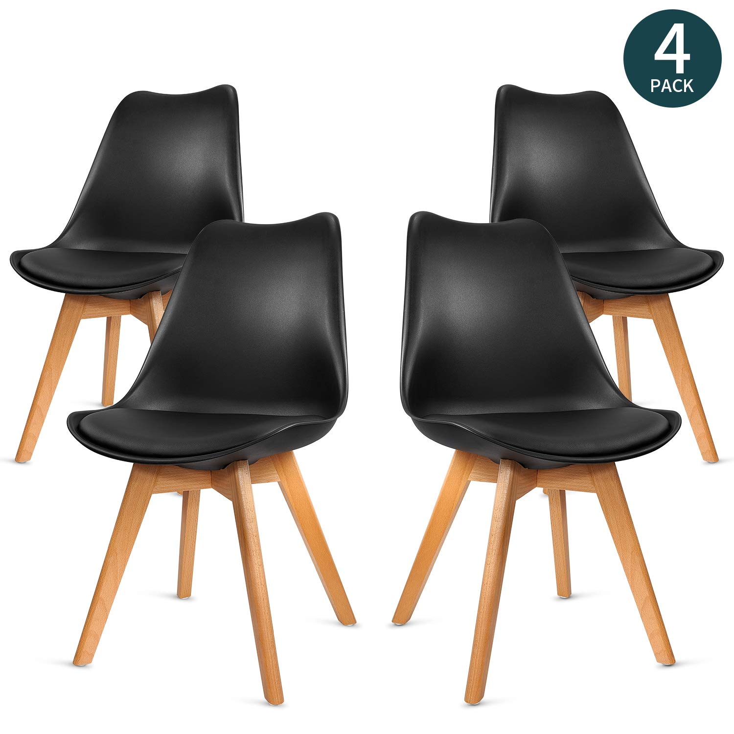 VADIM 4er Set skandinavischen schwarzen Esszimmerstühle modern nordische Serie Stühle Retro ...