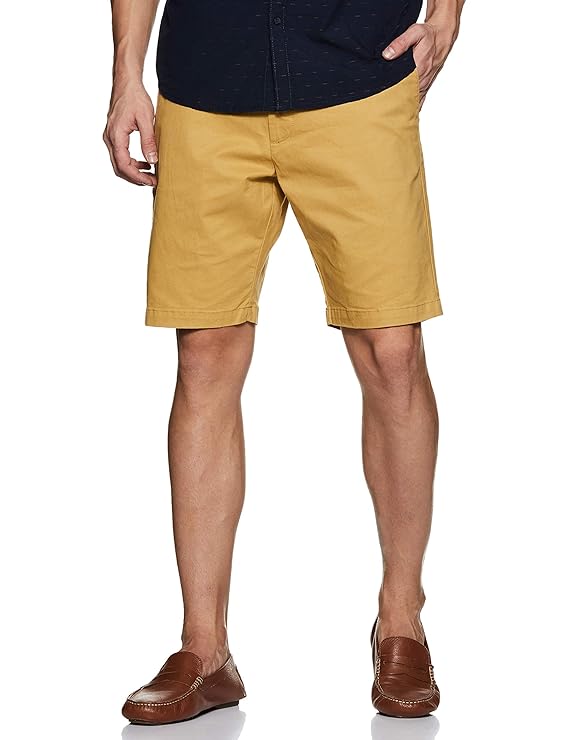 Buy Marks & Spencer Men's Regular Fit Cotton Shorts (T17/5561M_Ochre_34