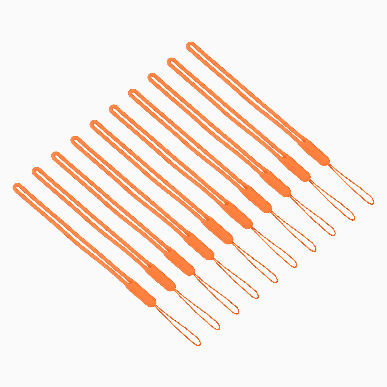 PATIKIL 19cm Wrist Strap Lanyards, 10 Pcs Silicone Short Soft Neck Lanyard Hand Wristlet String Badge Lanyard for Cellphone USB Key Chain Camera, Orange