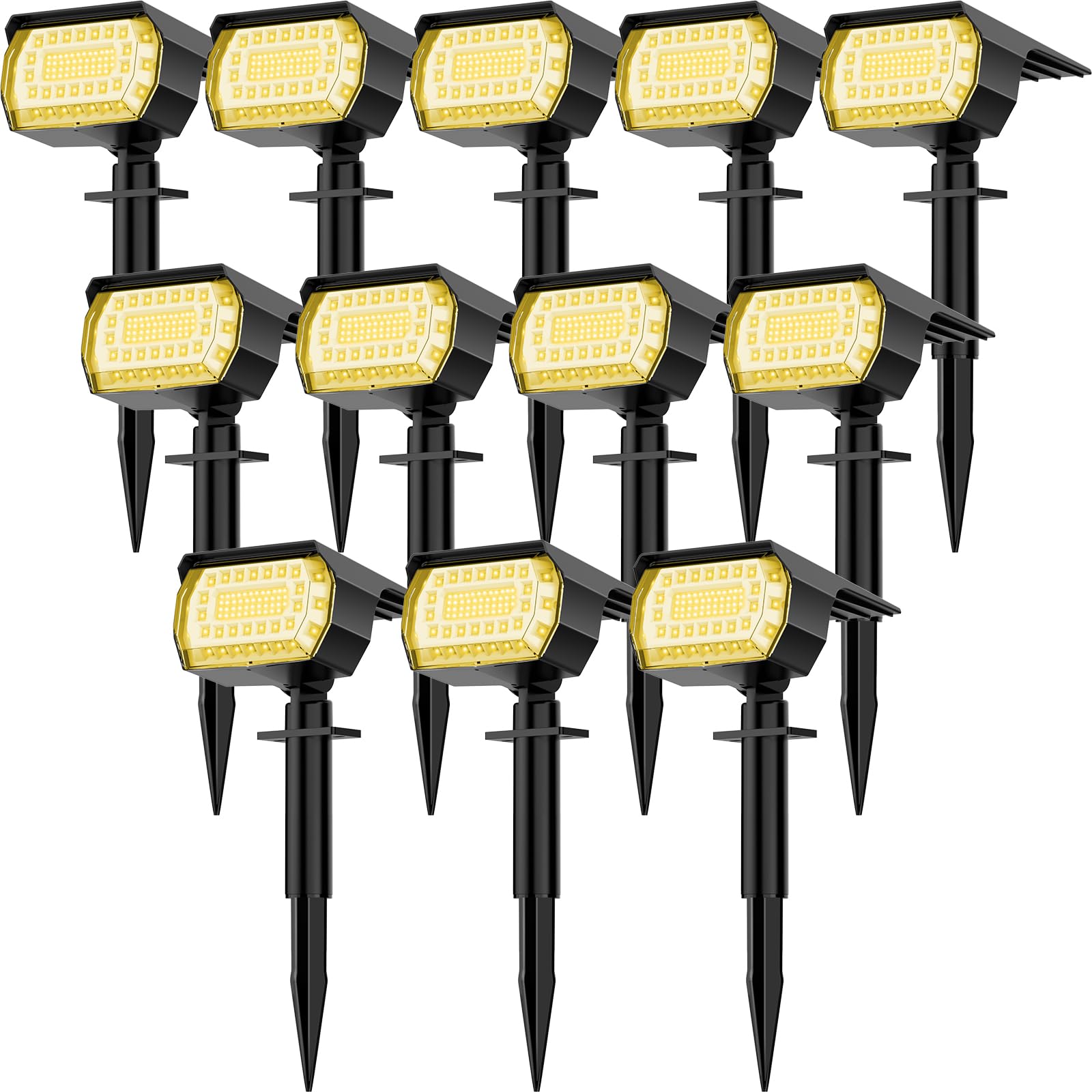 Photo 1 of **ONLY 4 lights**LANSOW Solar Spot Lights Outdoor, [12 Pack/76 LED] 2-in-1 Solar Landscape Spotlights, 3 Modes IP65 Waterproof Dusk to Dawn Solar Powered Flood Wall Lights for Outside Yard Garden Pathway(Warm White)